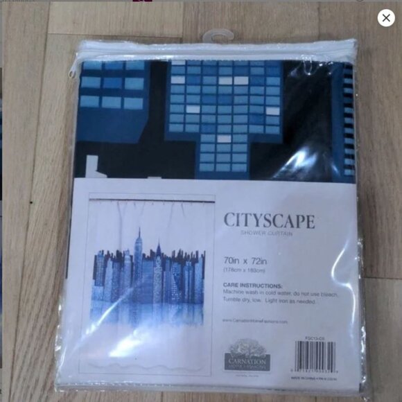 Cityscape shower curtain brand new and packaging metal grommets skyline washable - Picture 3 of 3